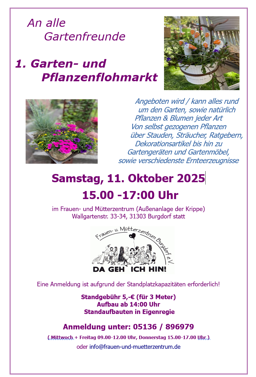 Garten- und Pflanzenflohmarkt Garten- und Pflanzenflohmarkt
