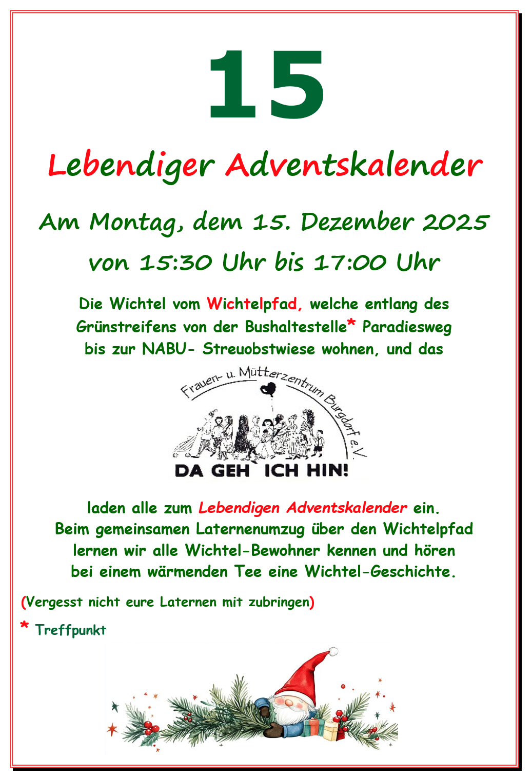 Lebendiger Adventskalender Wichteln