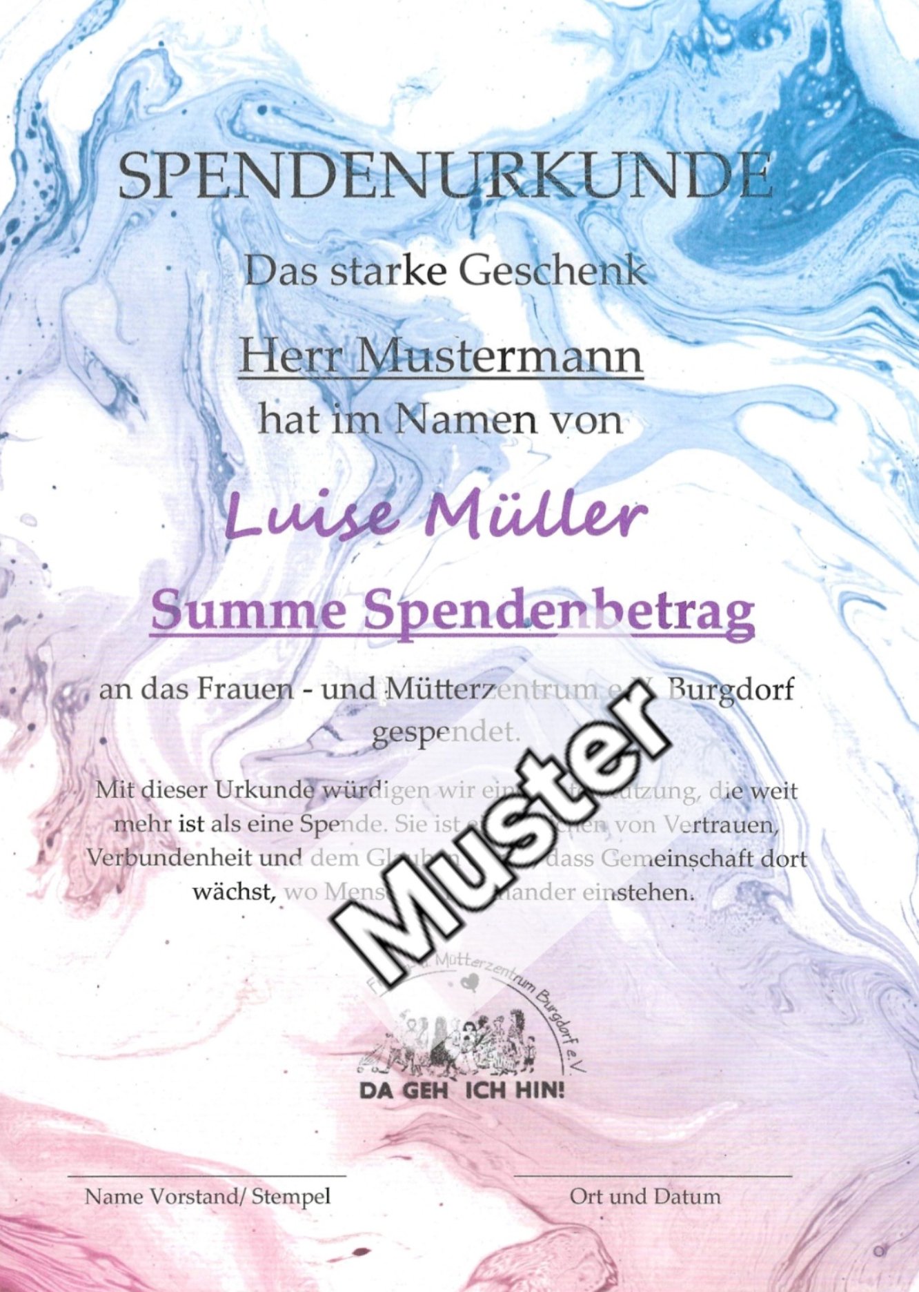 Individuelle Spenden-Urkunden